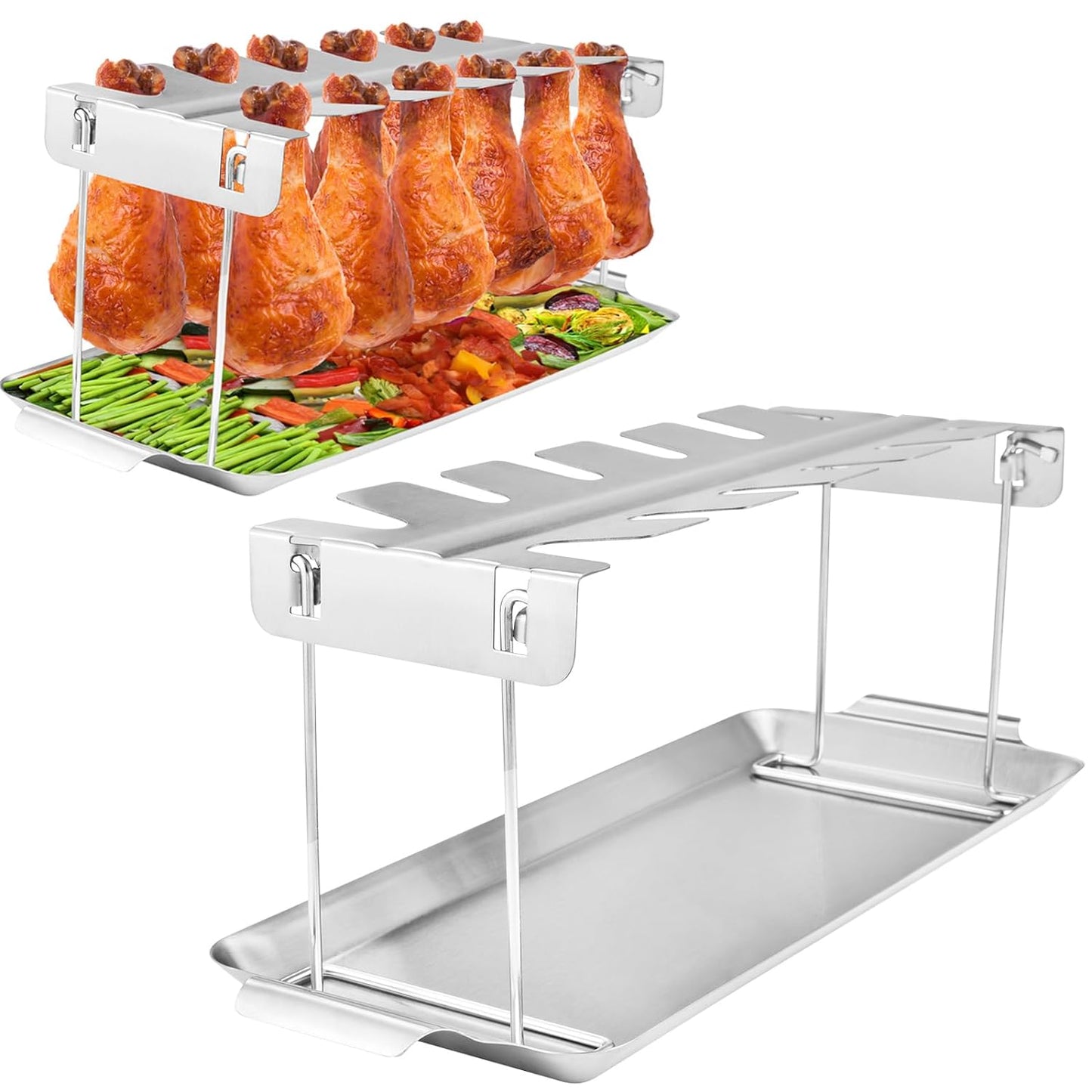 Premium Chicken Leg Rack for Grill & Smoker - Multi-Use Chicken Drumstick Holder, Wing & Leg Rack for BBQ - Sturdy, Easy to Clean - Ideal Smoker Accessories Gift for Grilling Enthusiasts