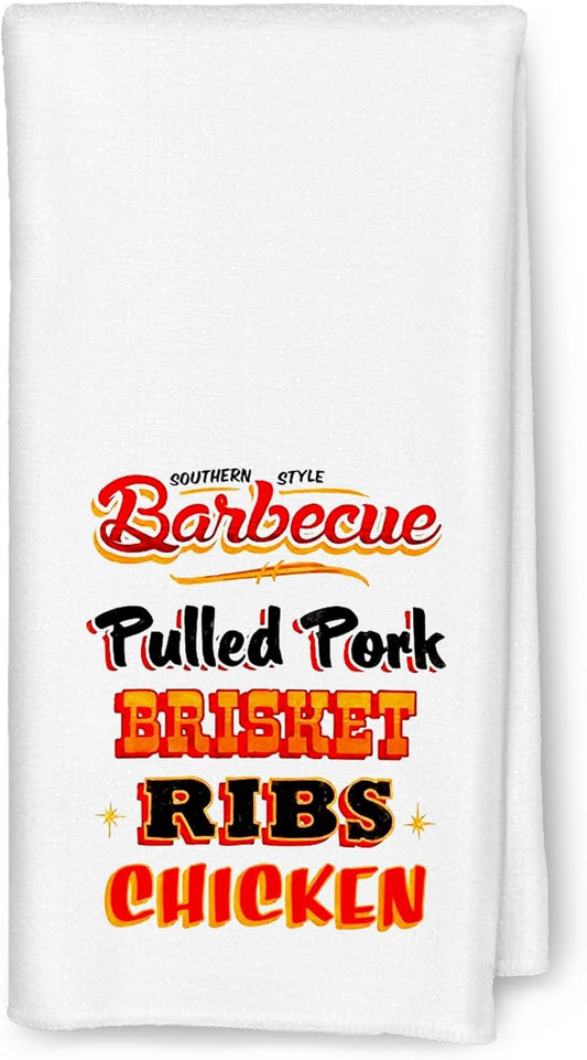 Vintage Barbecue BBQ Kitchen Towels - BBQ Decor, Southern Style Barbecue Dish Towels Tea Towels for Kitchen, Cooking Towels, Grilling Cooking Gifts for Men, 16X24