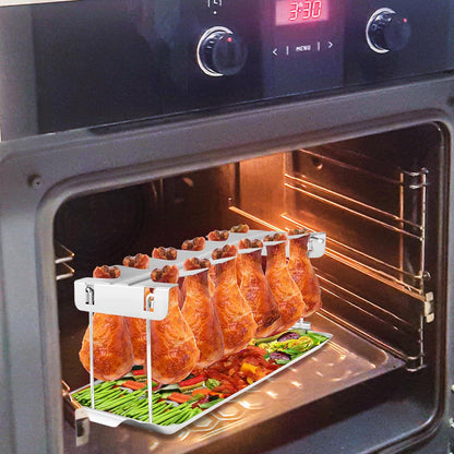 Premium Chicken Leg Rack for Grill & Smoker - Multi-Use Chicken Drumstick Holder, Wing & Leg Rack for BBQ - Sturdy, Easy to Clean - Ideal Smoker Accessories Gift for Grilling Enthusiasts