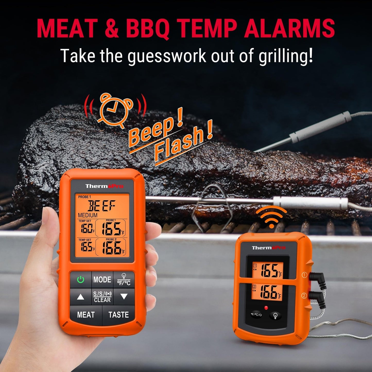 Thermopro TP20 500FT Wireless Meat Thermometer with Dual Meat Probe, Digital ...