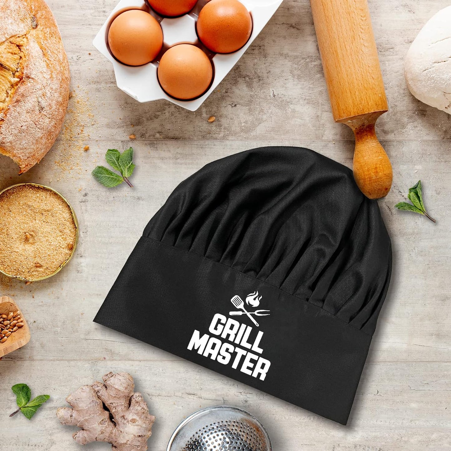 Grill Master,Funny Chef Hat，Bbq Chef Hats,Adjustable Kitchen Cooking Hat for Men & Women, BBQ Gift,Perfect for BBQ Grilling Barbecue Cooking Baking Black