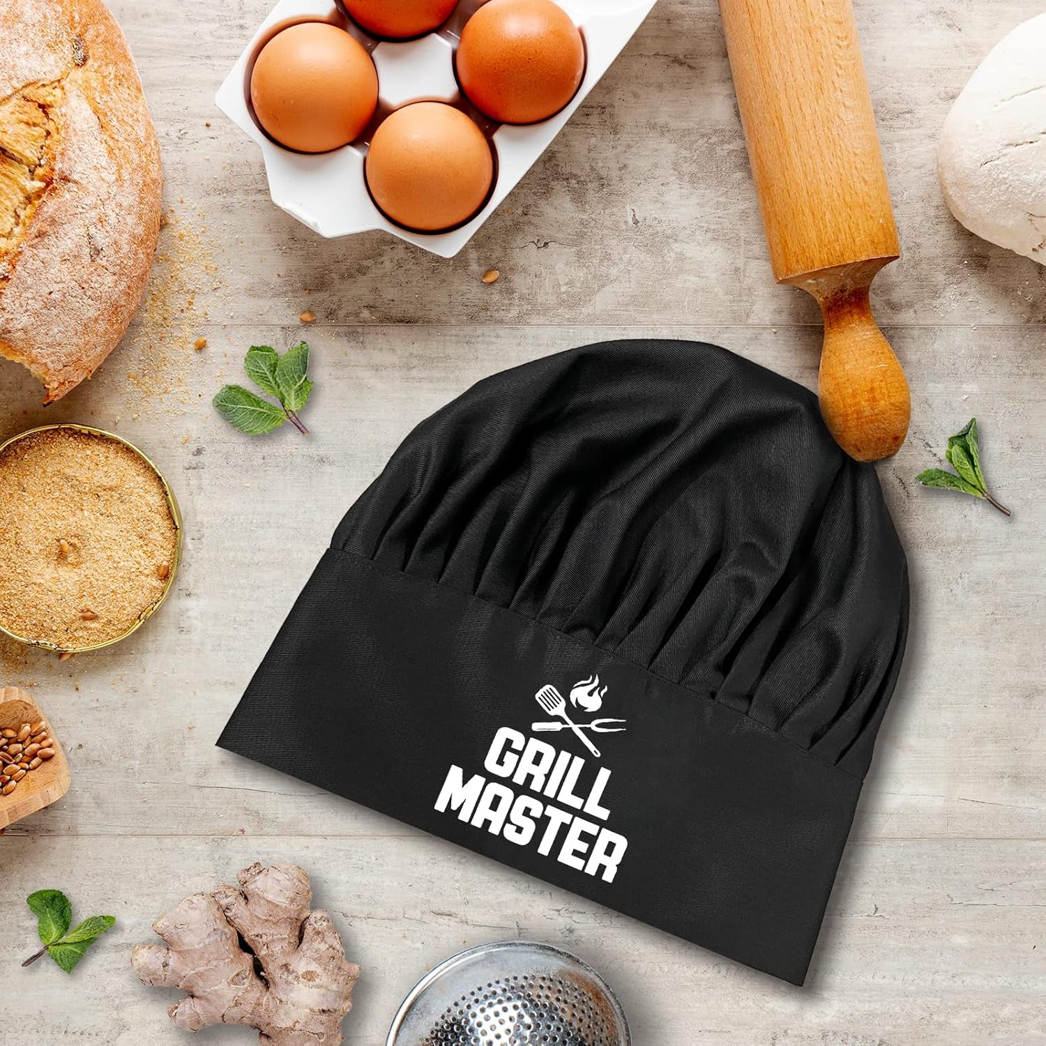 Grill Master,Funny Chef Hat，Bbq Chef Hats,Adjustable Kitchen Cooking Hat for Men & Women, BBQ Gift,Perfect for BBQ Grilling Barbecue Cooking Baking Black