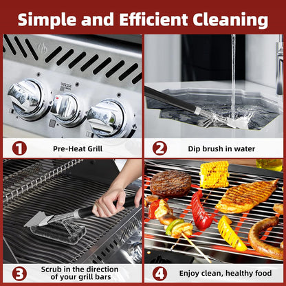 Grill Brush for Outdoor Grill, BBQ Brush for Grill Cleaning, 18" Grill Cleaner Brush and Scraper, Smoker Grill Accessories Tool - Christmas Grilling Gifts for Men Dad Boyfriend