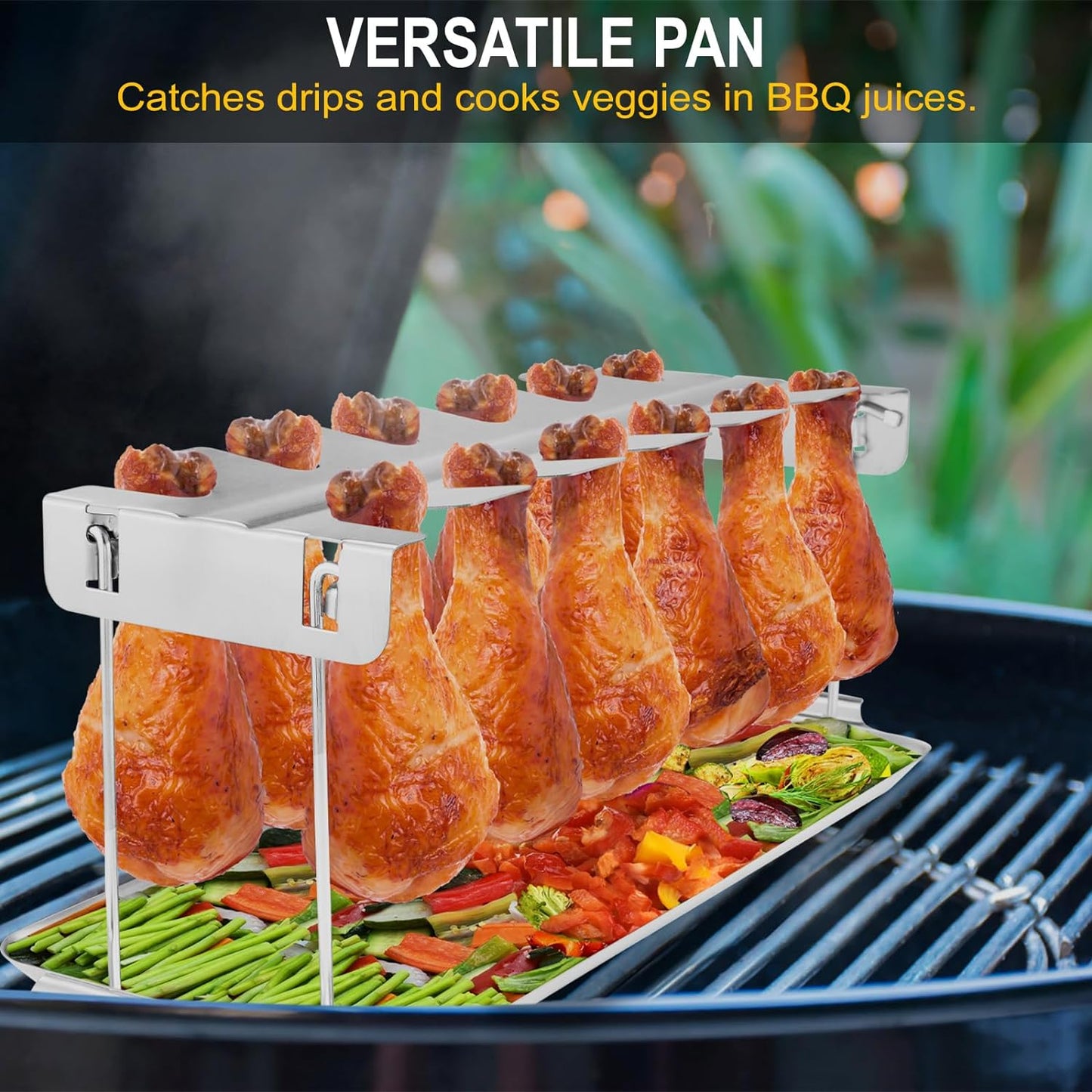 Premium Chicken Leg Rack for Grill & Smoker - Multi-Use Chicken Drumstick Holder, Wing & Leg Rack for BBQ - Sturdy, Easy to Clean - Ideal Smoker Accessories Gift for Grilling Enthusiasts