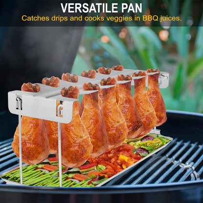 Premium Chicken Leg Rack for Grill & Smoker - Multi-Use Chicken Drumstick Holder, Wing & Leg Rack for BBQ - Sturdy, Easy to Clean - Ideal Smoker Accessories Gift for Grilling Enthusiasts