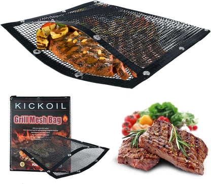 Grilling Accessories Mesh Grill Bags for Outdoor Grill,More than Grill Mat,Non-Stick Resuable,Easy to Clean,Works on Electric Grill Gas Charcoal Smokers Outdoor Camping Barbeque BBQ Accessories Tools