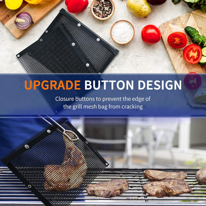 Grilling Accessories Mesh Grill Bags for Outdoor Grill,More than Grill Mat,Non-Stick Resuable,Easy to Clean,Works on Electric Grill Gas Charcoal Smokers Outdoor Camping Barbeque BBQ Accessories Tools