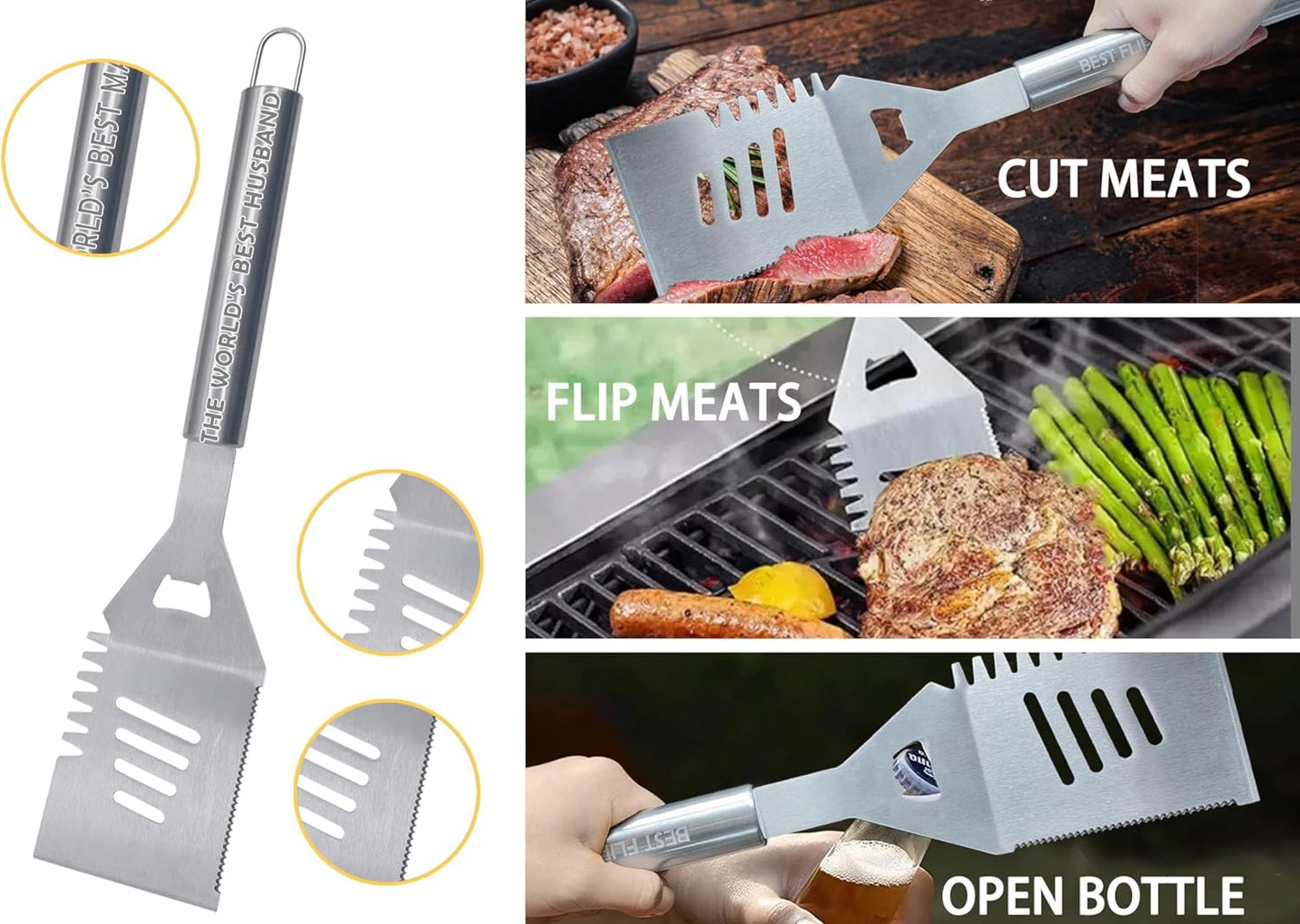 Stainless Steel BBQ Tool Metal Heavy Duty Set 3