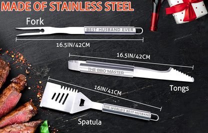 Stainless Steel BBQ Tool Metal Heavy Duty Set 3