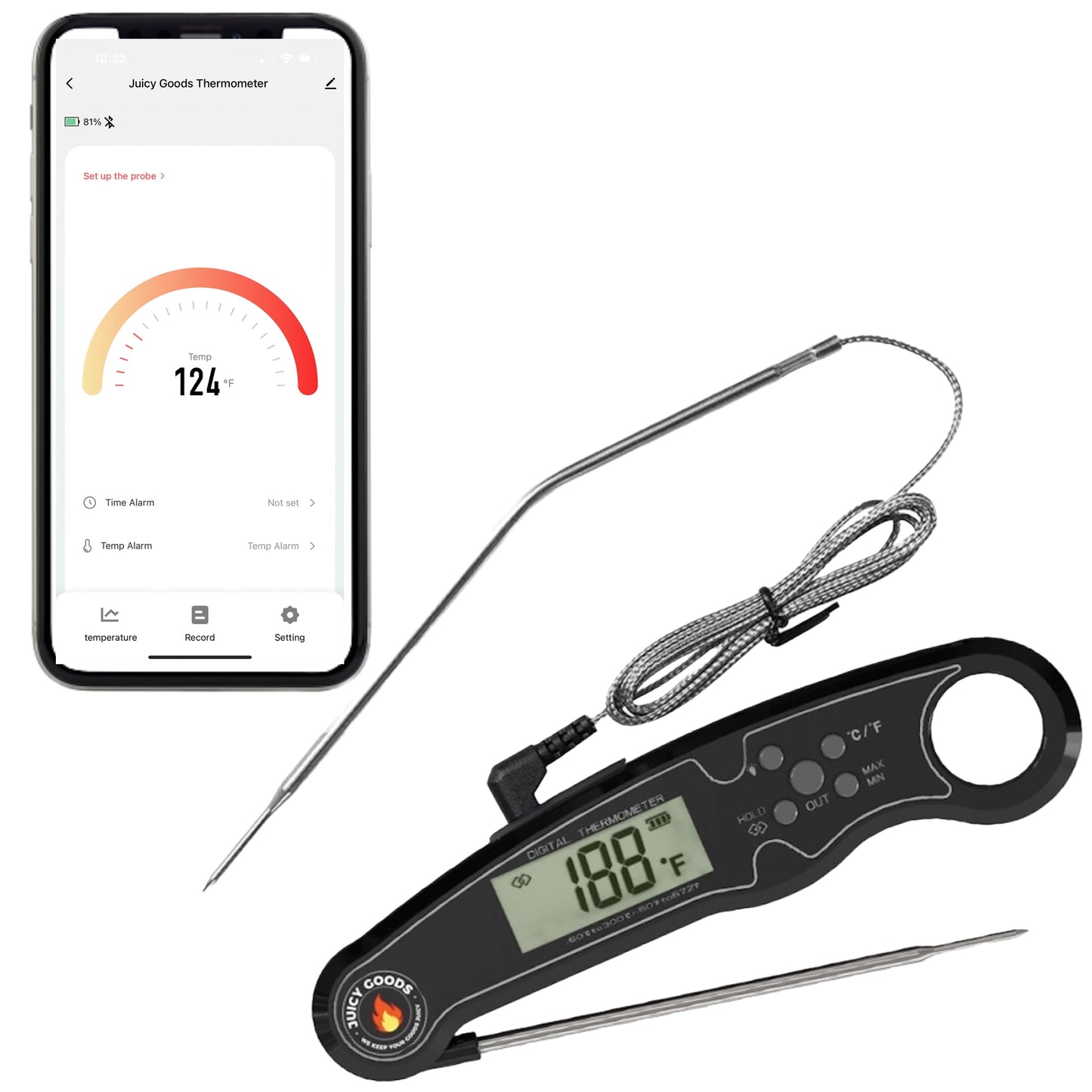 Bluetooth Digital Grill Meat Thermometer with Mobile App Dual Probe BBQ Food Thermometer