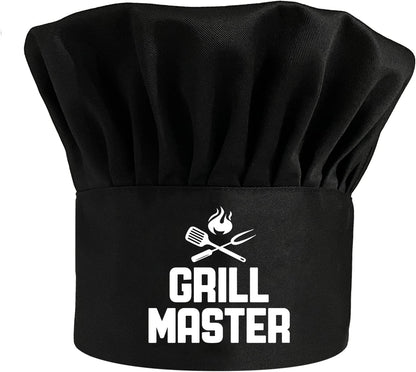 Grill Master,Funny Chef Hat，Bbq Chef Hats,Adjustable Kitchen Cooking Hat for Men & Women, BBQ Gift,Perfect for BBQ Grilling Barbecue Cooking Baking Black