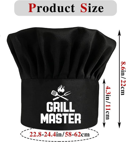 Grill Master,Funny Chef Hat，Bbq Chef Hats,Adjustable Kitchen Cooking Hat for Men & Women, BBQ Gift,Perfect for BBQ Grilling Barbecue Cooking Baking Black