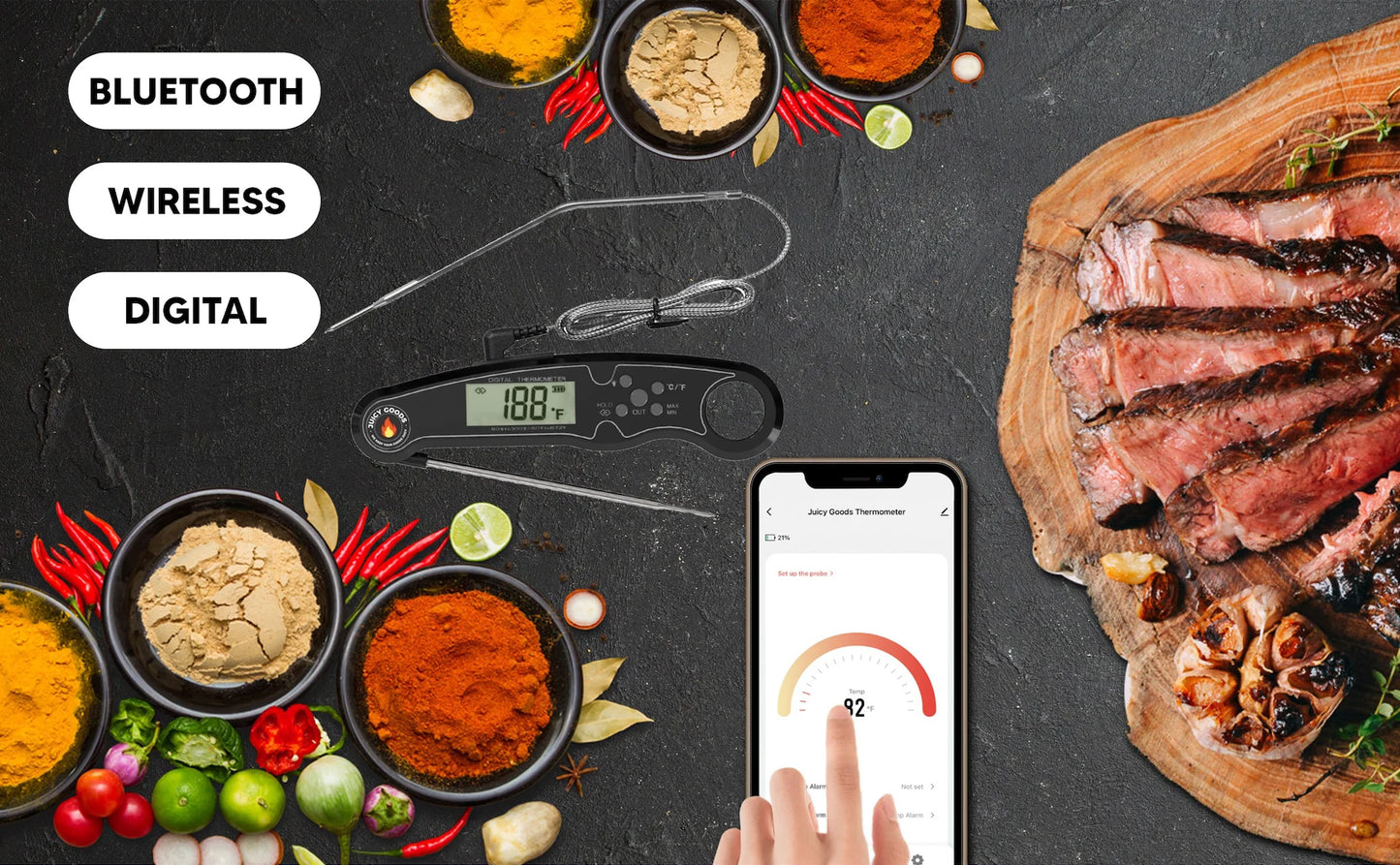 Bluetooth Digital Grill Meat Thermometer with Mobile App Dual Probe BBQ Food Thermometer