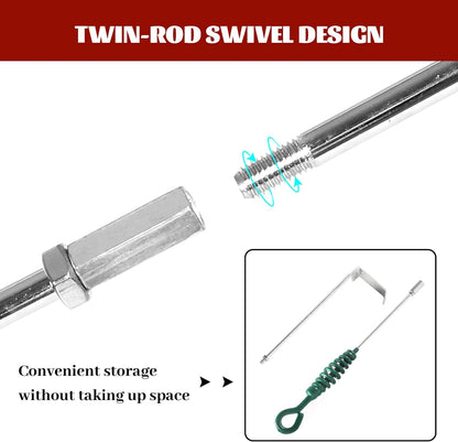 18 Inch BBQ Ash Tool, Kamado Joe Charcoal Smoker Wood Burning Stove Ash Rake Grilling Accessories ，Green Threaded Handle Charcoal Garden Tools Grill Cleaning Tools