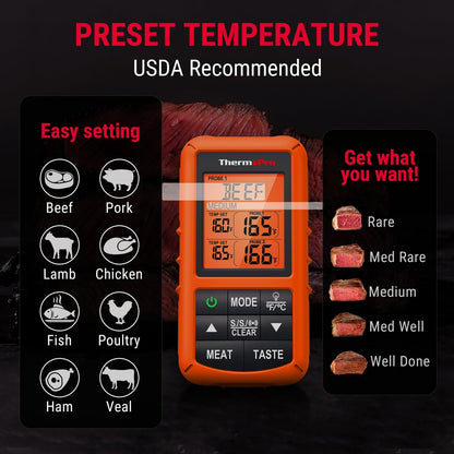 Thermopro TP20 500FT Wireless Meat Thermometer with Dual Meat Probe, Digital ...