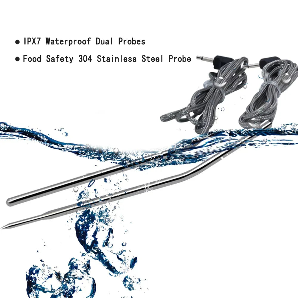 230 Feet Wireless Range Grill Oven Meat Thermometer with Timer and LCD Backlight Waterproof Dual Probe Kitchen Cooking Food Thermometer