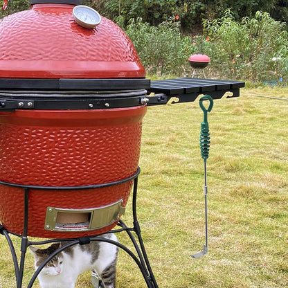 18 Inch BBQ Ash Tool, Kamado Joe Charcoal Smoker Wood Burning Stove Ash Rake Grilling Accessories ，Green Threaded Handle Charcoal Garden Tools Grill Cleaning Tools