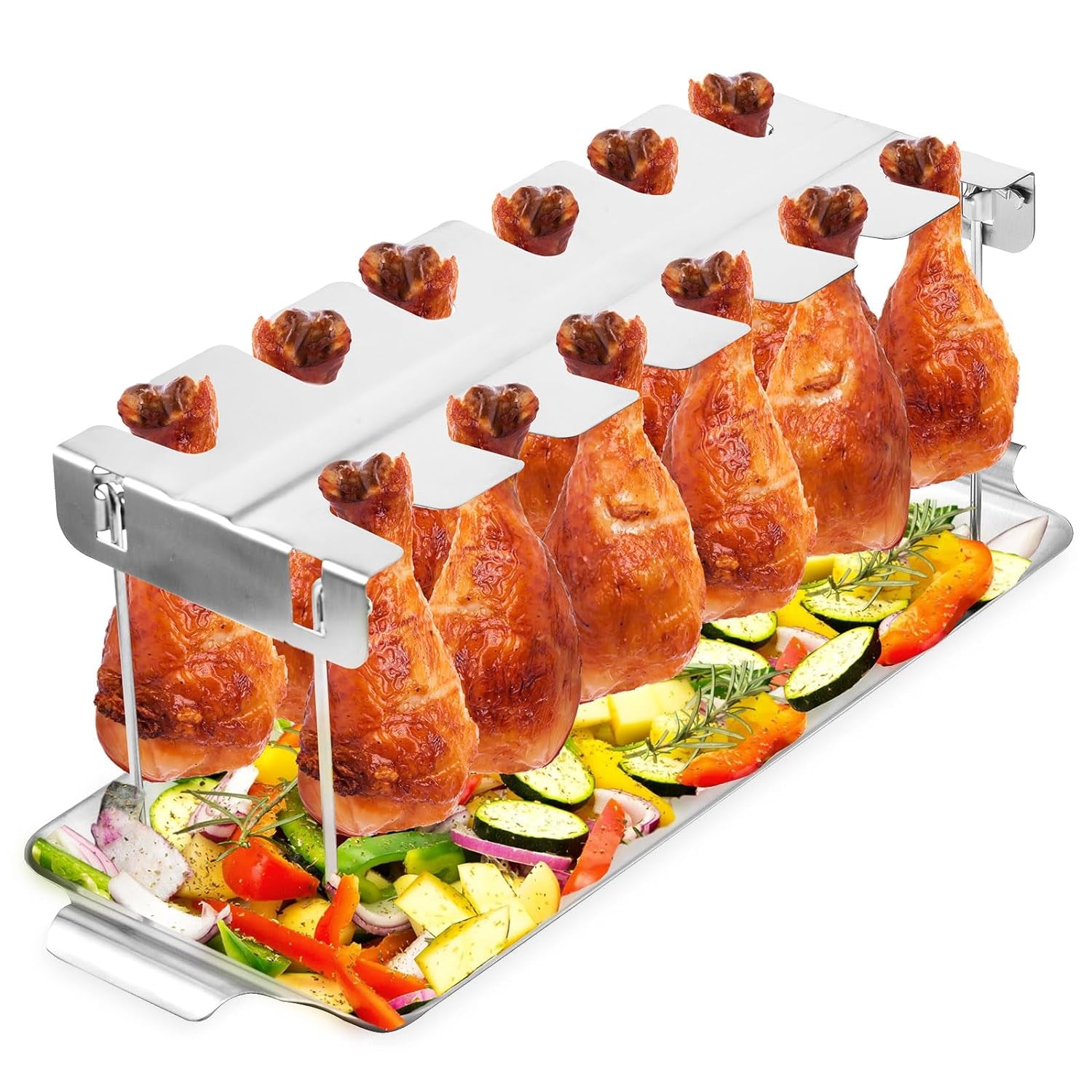 Premium Chicken Leg Rack for Grill & Smoker - Multi-Use Chicken Drumstick Holder, Wing & Leg Rack for BBQ - Sturdy, Easy to Clean - Ideal Smoker Accessories Gift for Grilling Enthusiasts